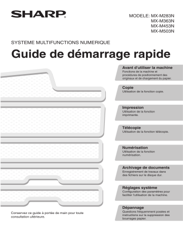 Manuel du propriétaire | Sharp MX-M363N Manuel utilisateur | Fixfr