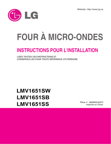 MV-1645FQSL | LG MV-1645FQS Guide d'installation | Fixfr