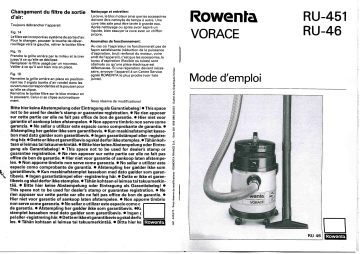 Manuel du propriétaire | Rowenta RU 46 VORACE Manuel utilisateur | Fixfr