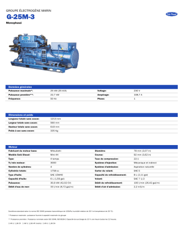 Solé Diesel G-25M-3 Marine Generator Manuel utilisateur | Fixfr