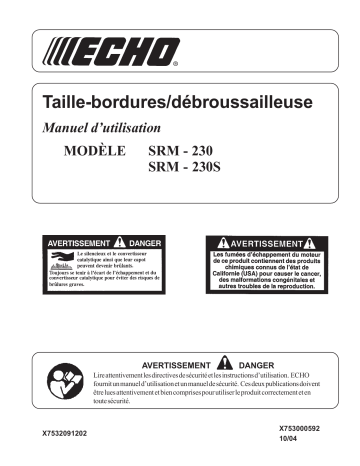 Manuel du propriétaire | Echo SRM-230 Manuel utilisateur | Fixfr