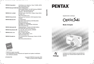 Pentax Série Optio S4i Mode d'emploi | Fixfr