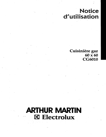 Manuel du propriétaire | Arthur Martin-Electrolux CG6010 Cuisinière Manuel utilisateur | Fixfr
