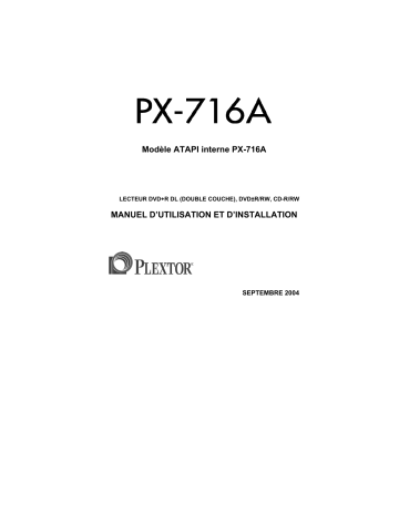 Manuel du propriétaire | Plextor PX-716A Manuel utilisateur | Fixfr