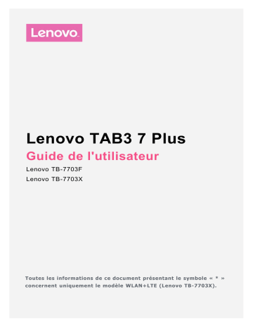 Mode d'emploi | Lenovo Tab 3 7 Plus Manuel utilisateur | Fixfr