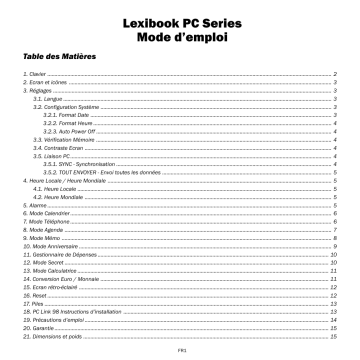 Manuel du propriétaire | Lexibook PC Manuel utilisateur | Fixfr