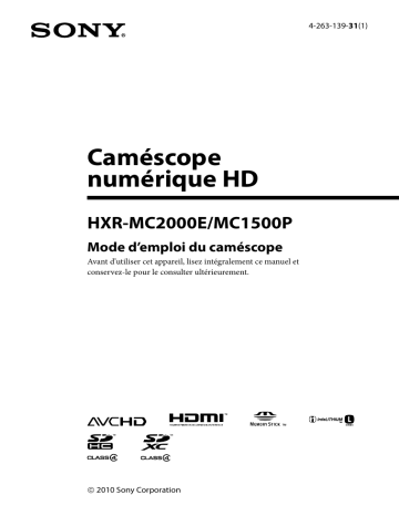 Manuel du propriétaire | Sony NEX-EA50EH Manuel utilisateur | Fixfr