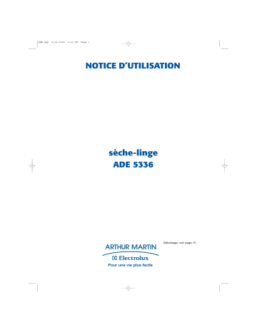 Manuel du propriétaire | Electrolux-arthur martin ade 5336 Manuel utilisateur | Fixfr