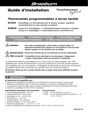 Braeburn 6300 Deluxe Touchscreen Universal Thermostat Manuel utilisateur | Fixfr