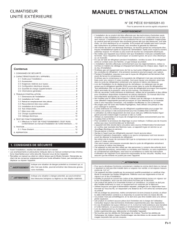 ROG14KBTA2 | AOYG18KBTA2 | ROG18KBTA2 | AOHG14KBTA2 | AOYG14KBTA2 | Installation manuel | Fujitsu AOHG18KBTA2 Guide d'installation | Fixfr