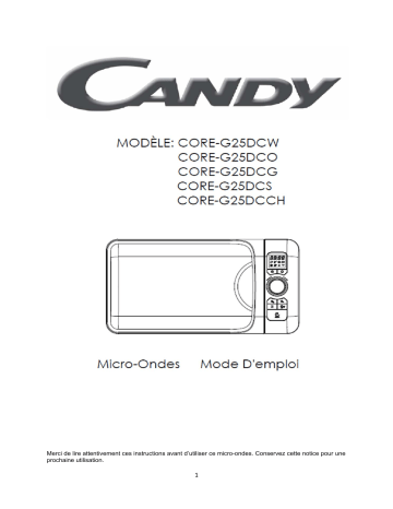 Manuel du propriétaire | Candy CMW 30 DS Manuel utilisateur | Fixfr