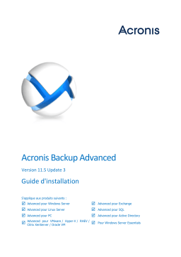 ACRONIS Backup Advanced 11.5 Manuel utilisateur