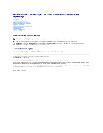 Dell PowerEdge SC1420 server Manuel utilisateur | Fixfr