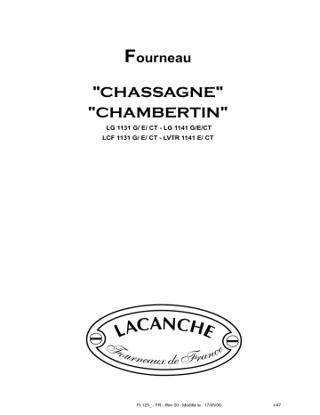 Manuel du propriétaire | Lacanche CHASSAGNE CLASSIQUE Manuel utilisateur | Fixfr