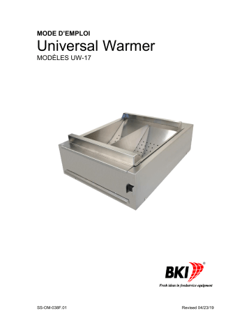 BKI UW-17 Countertop Fried Food Warmer Manuel utilisateur | Fixfr
