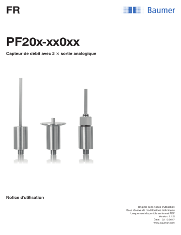 PF20H | Baumer PF20S Flow measurement Manuel utilisateur | Fixfr