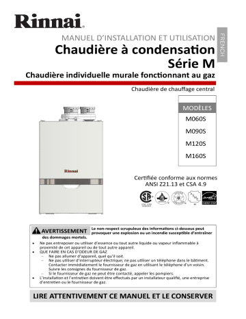 Mode d'emploi | Rinnai M160CN Manuel utilisateur | Fixfr