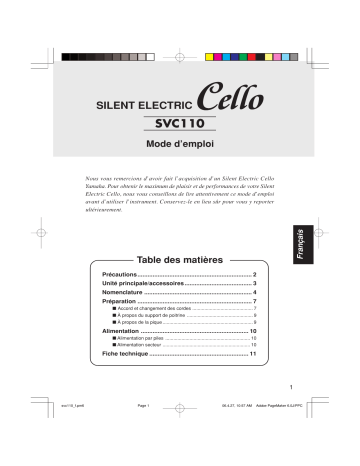 Manuel du propriétaire | Yamaha SV-C110 Manuel utilisateur | Fixfr