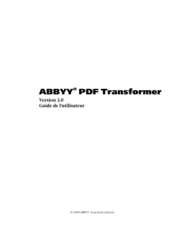 Manuel du propriétaire | ABBYY SOFTWARE PDF TRANSFORMER Manuel utilisateur | Fixfr