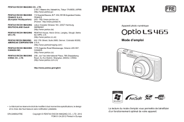 Manuel du propriétaire | Pentax LS465 Manuel utilisateur | Fixfr