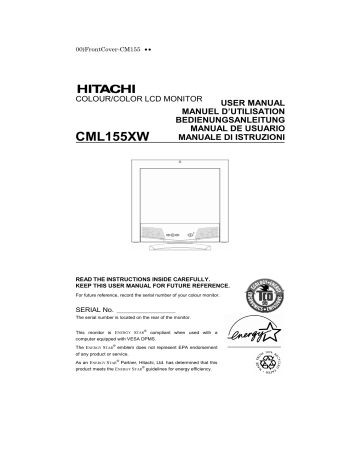 Manuel du propriétaire | Hitachi CML155XW Manuel utilisateur | Fixfr