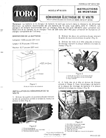 Guide d'installation | Toro 12 Volt Starter Kit, Two-Stage Snowthrower Attachment Manuel utilisateur | Fixfr