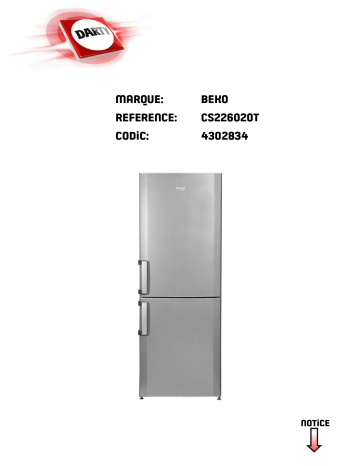 Manuel du propriétaire | Beko RDSA240K20SRDSA240K20WRDSA240K30WRDSA310M20RDSA310M20S Manuel utilisateur | Fixfr