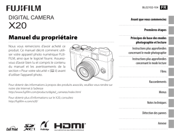 Fujifilm X20 Camera Manuel du propriétaire | Fixfr