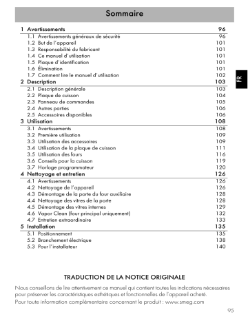 Manuel du propriétaire | Smeg SF64M3VN Manuel utilisateur | Fixfr