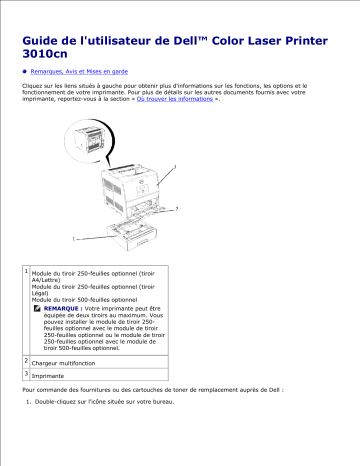 Dell 3010cn Color Laser Printer printers accessory Manuel utilisateur | Fixfr