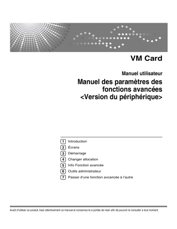 Manuel du propriétaire | Ricoh VM CARD Manuel utilisateur | Fixfr