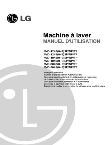 LG WD-10481TP Manuel du propriétaire | Fixfr