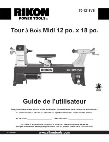 Rikon Power Tools 70-1218VS Manuel utilisateur | Fixfr