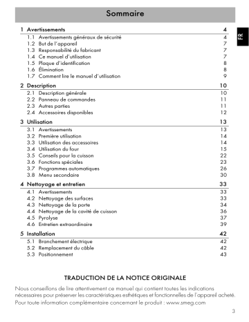 Manuel du propriétaire | Smeg SFP612NFR Manuel utilisateur | Fixfr