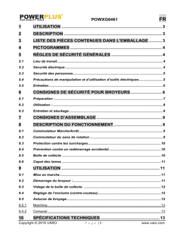 Manuel du propriétaire | Powerplus POWXG6461 Manuel utilisateur | Fixfr