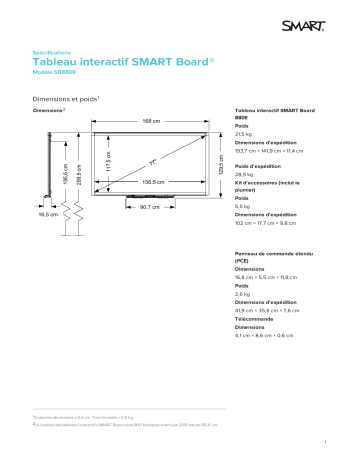 SMART Technologies Board 800 spécification | Fixfr