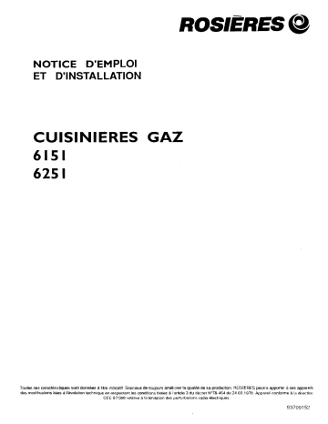Manuel du propriétaire | ROSIERES 6151 Manuel utilisateur | Fixfr