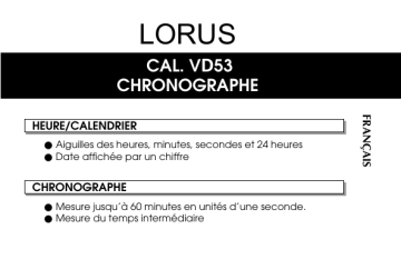 Manuel du propriétaire | Lorus VD53 Manuel utilisateur | Fixfr