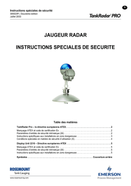 Rosemount TankRadar Pro Jaugeur Radar Manuel utilisateur