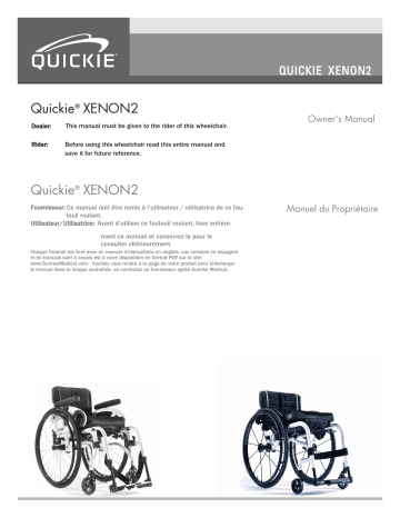 Quickie Xenon²™ Series Manual Wheelchair Manuel du propriétaire | Fixfr