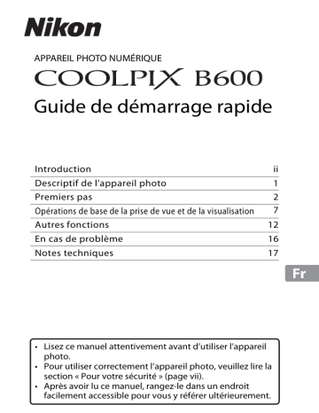 Manuel du propriétaire | Nikon COOLPIX B600B600 Manuel utilisateur | Fixfr