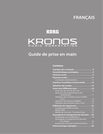 Korg KRONOS (2011) Guide de démarrage rapide | Fixfr