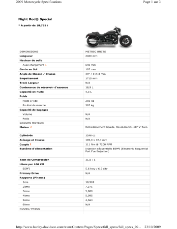 Manuel du propriétaire | HARLEY-DAVIDSON NIGHT ROD SPECIAL Manuel utilisateur | Fixfr