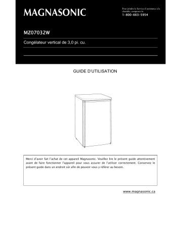 Magnasonic MZ07032W 3.0 Cu. Ft. Upright Freezer Manuel utilisateur | Fixfr