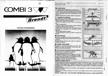 COMBI3XT | COMBI3LT | Manuel du propriétaire | Brandt COMBI3GT Manuel utilisateur | Fixfr