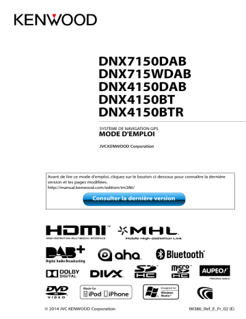 Manuel du propriétaire | Kenwood DNX4150BTR Manuel utilisateur | Fixfr