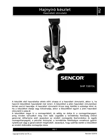 Sencor SHP 7201SL Manuel utilisateur | Fixfr