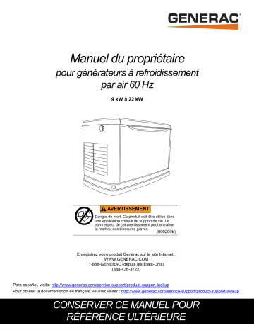 Generac 20 kW G0070381 Standby Generator Manuel utilisateur | Fixfr