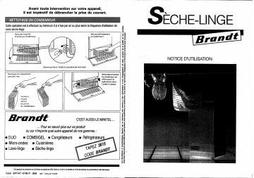 SLC960B | Manuel du propriétaire | Brandt SLC960 Manuel utilisateur | Fixfr