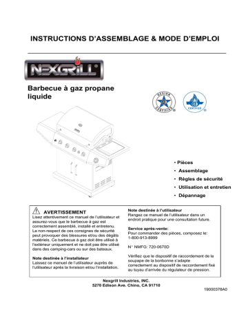 Manuel du propriétaire | Nexgrill 720-0670D Home Depot Manuel utilisateur | Fixfr